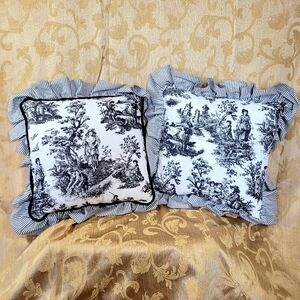 Unique Vintage Decorative Pillow Set Retro Upholstery Fabric 14" Throw Cushion